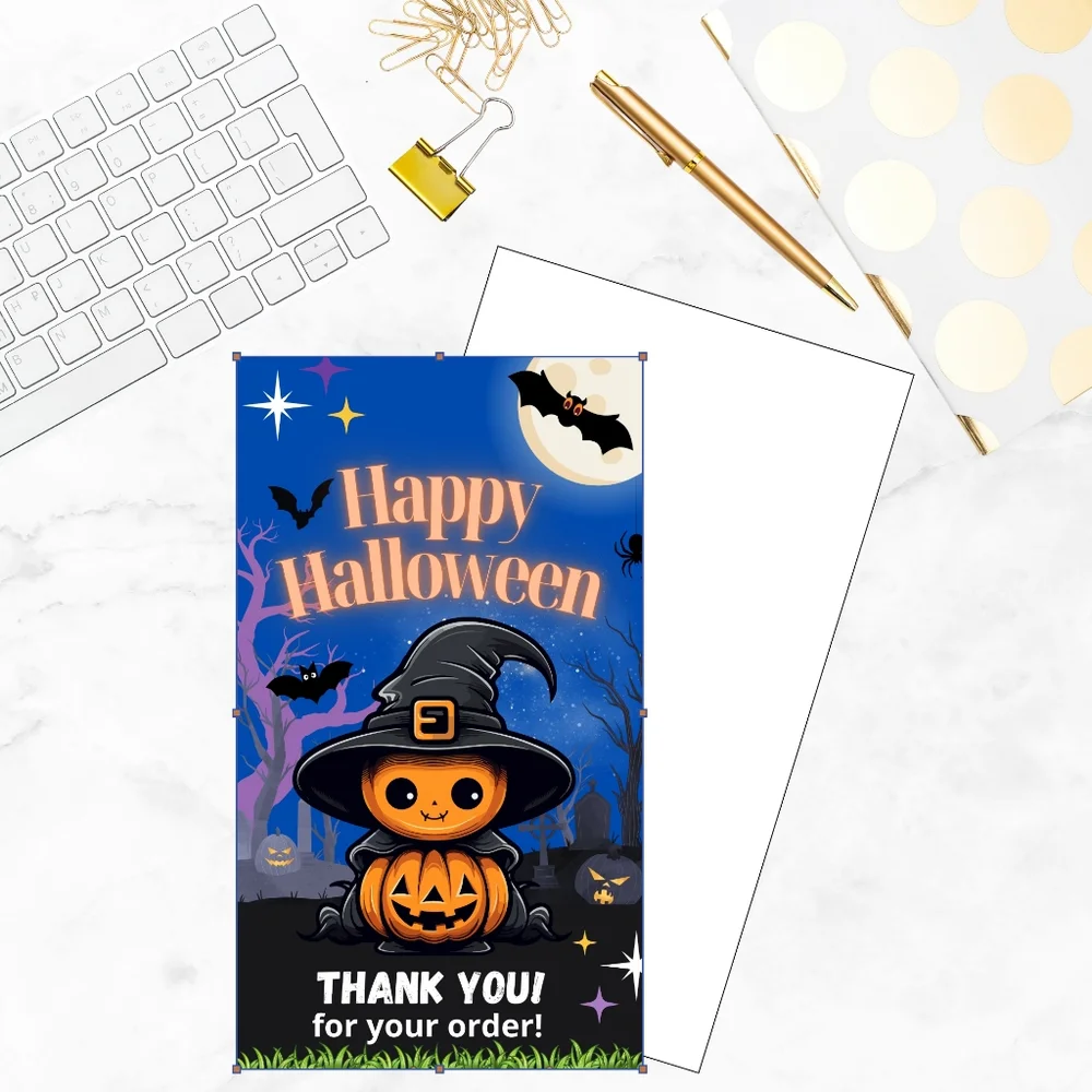60 thank you glossy Halloween cards 3.5x2